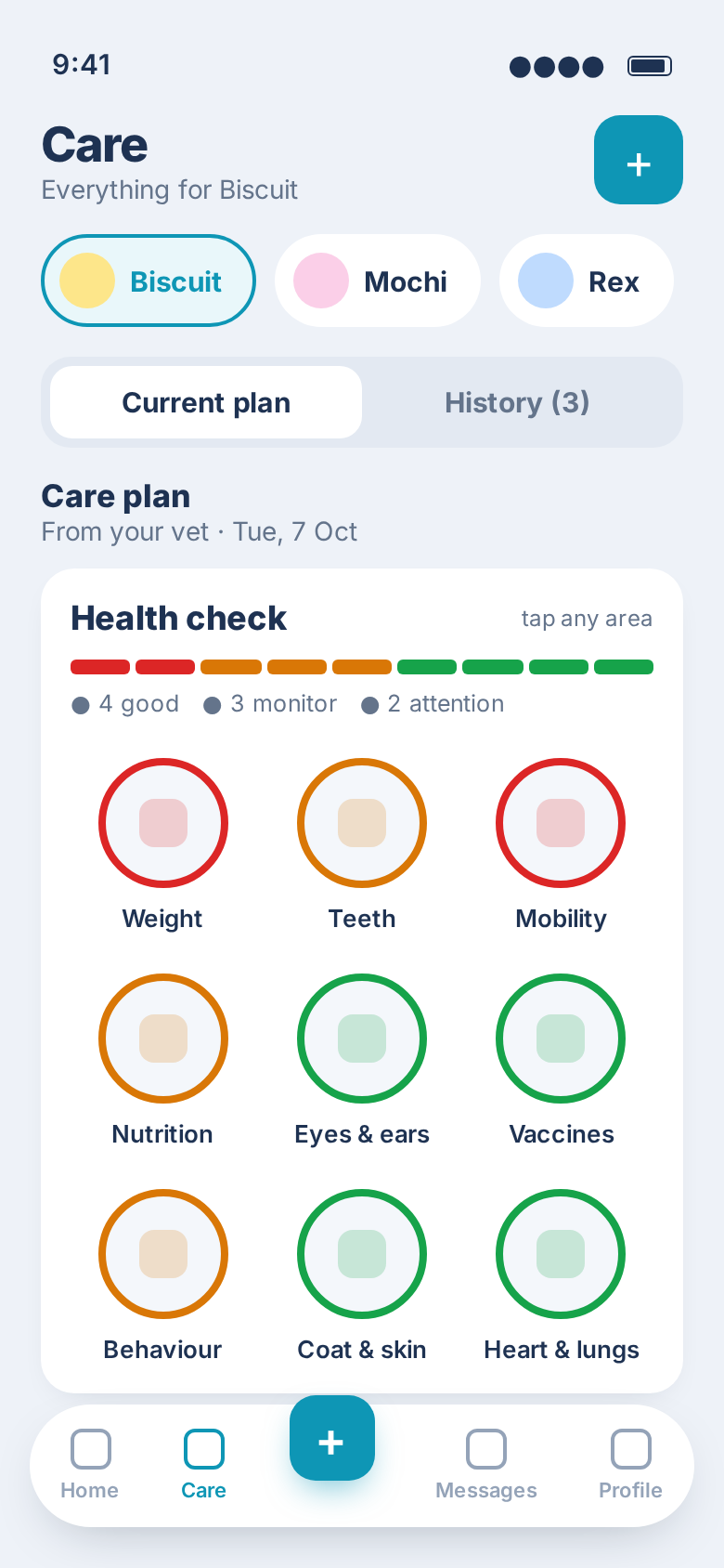 Care plan after a visit